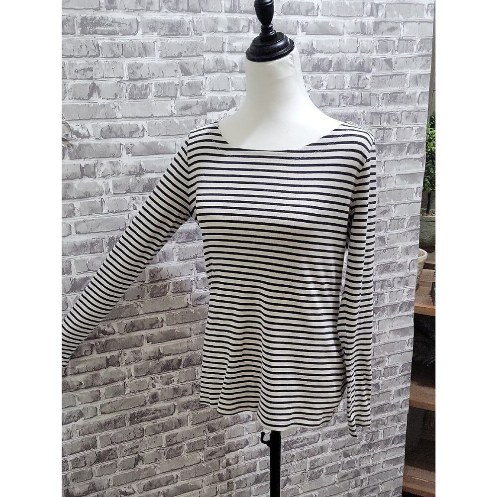 Banana Republic Black & White Striped Long Sleeve Tee, Womens M, Layers